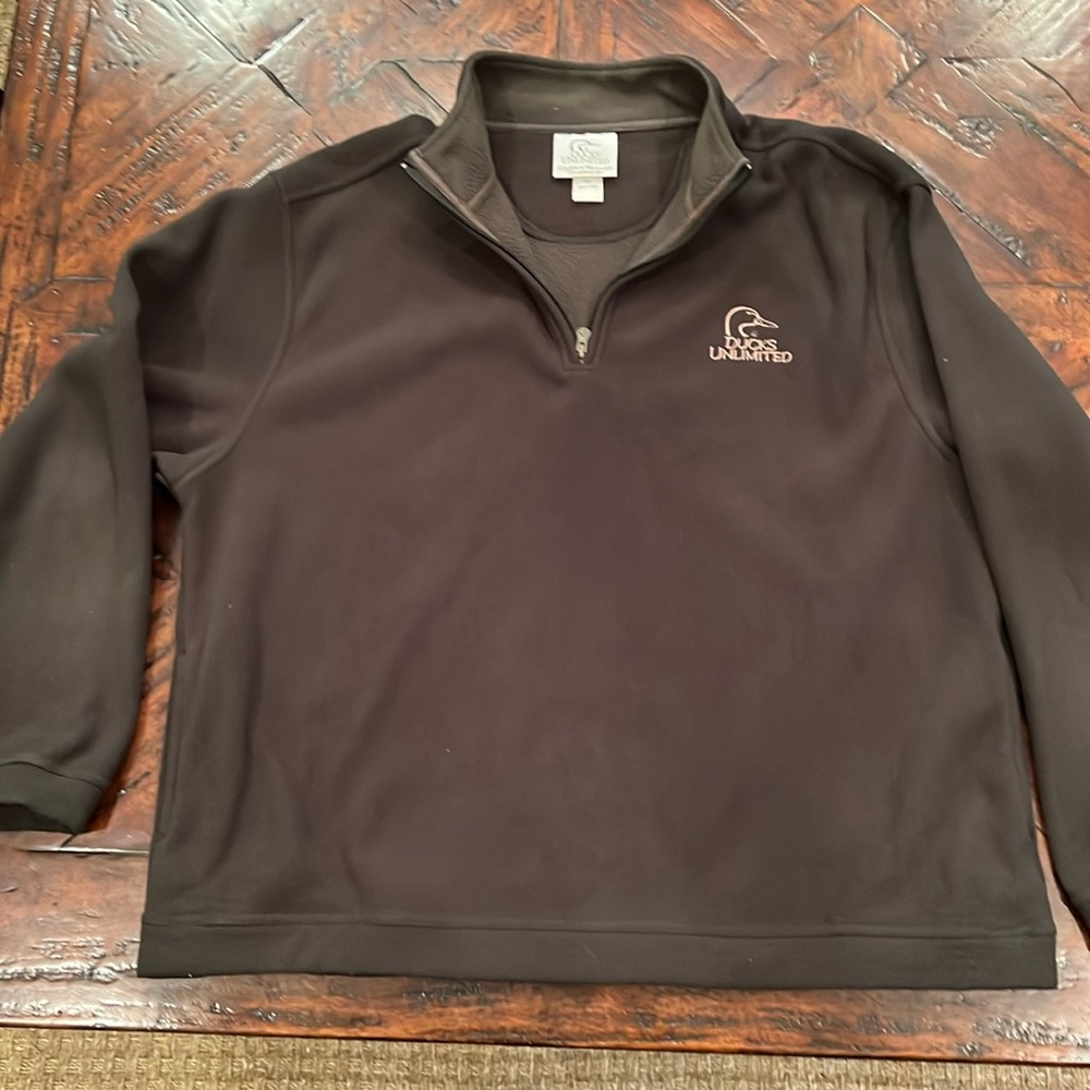 Men’s Ducks Unlimited Half-zip Fleece Pullover in Dark Green, size 2XL